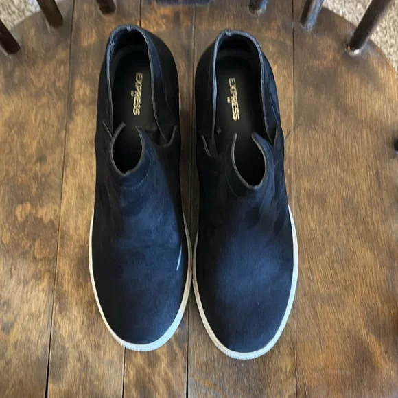 Express Black Slip-On Sneaker Wedge Heel - Picture 3 of 4